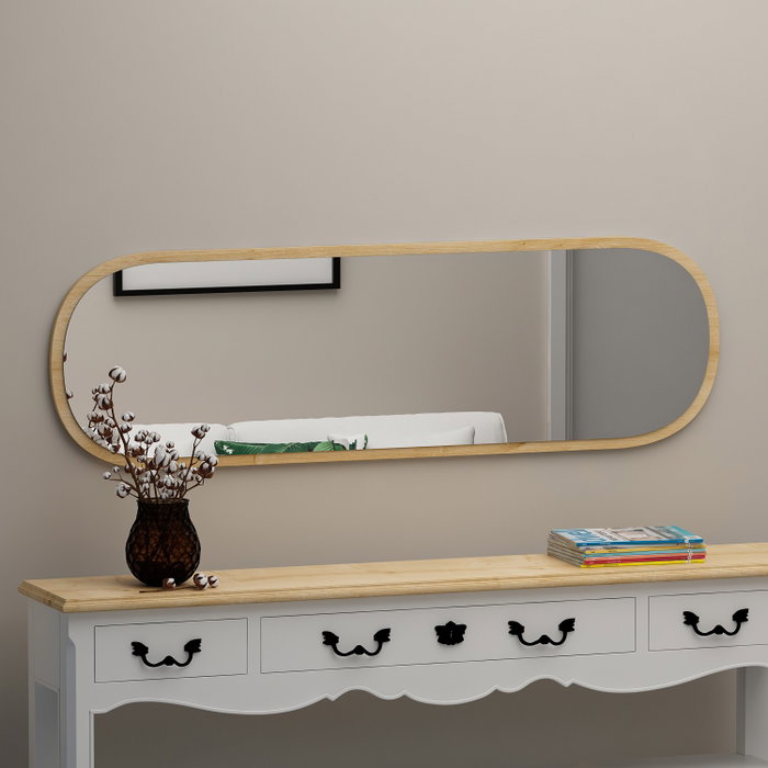 Hanah Home Espejo Ovalado Cuerpo Entero 40x120 cm, Fabricado en MDF, Flotal-E Ecológico, Elegante y Duradero para Salón o Dormitorio